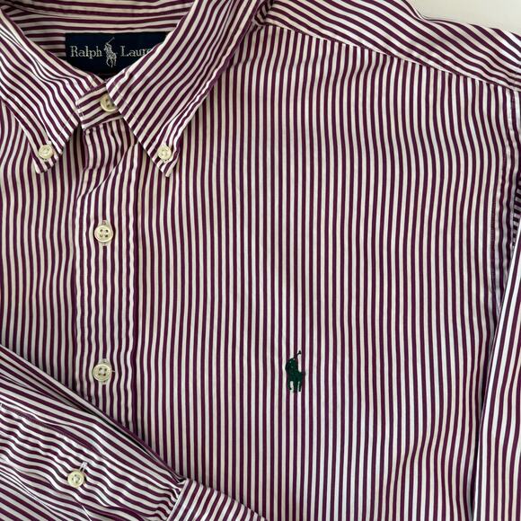 Ralph Lauren Men's XXL Classic Purple/White Stripe Long Sleeve Button Down Shirt - Picture 2 of 5
